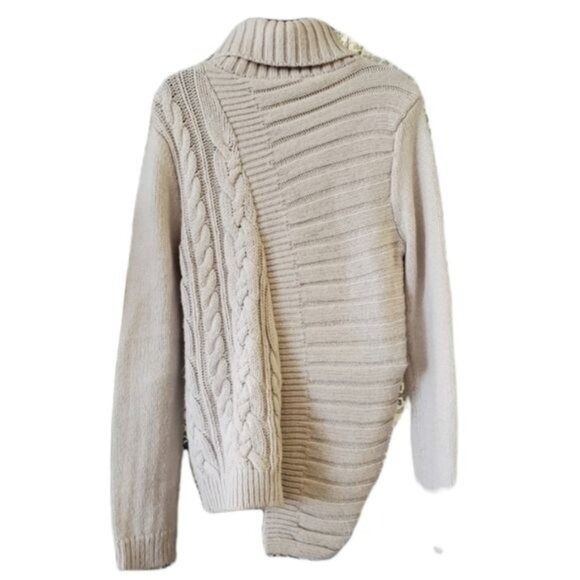 Sweater Simply Vera Wang Cable Knit Turtle Neck Asymmetrical Women's Size Large - Picture 12 of 12